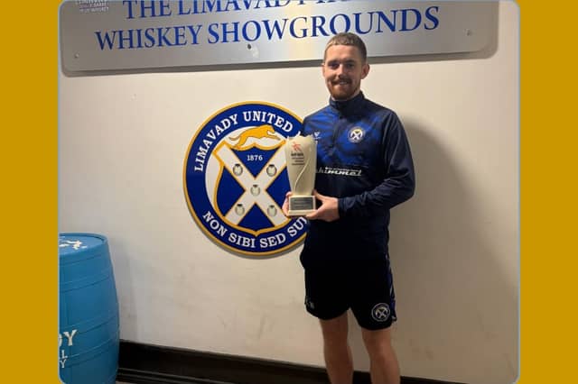 On loan Coleraine striker Jamie McGonigle, NI Football Writers Association Player of the Month for September.