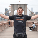 Fergus Farrell on the Brooklyn Bridge during his mega-marathon