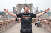 Fergus Farrell on the Brooklyn Bridge during his mega-marathon