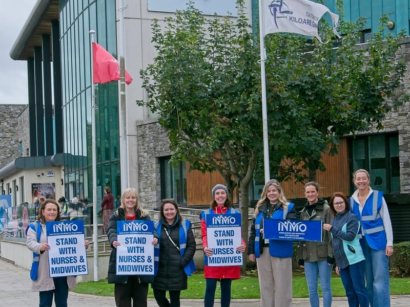 Public sector workers strike at the Vista Primary Care Centre, Naas