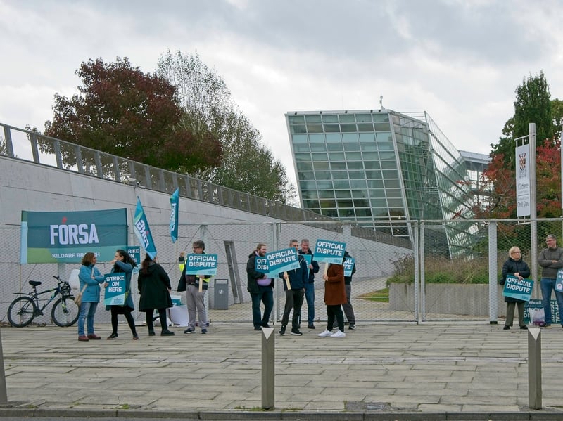 Public sector workers strike at Áras Cill Dara, Kildare Co. Co. offices, Naas, Wednesday, October 14