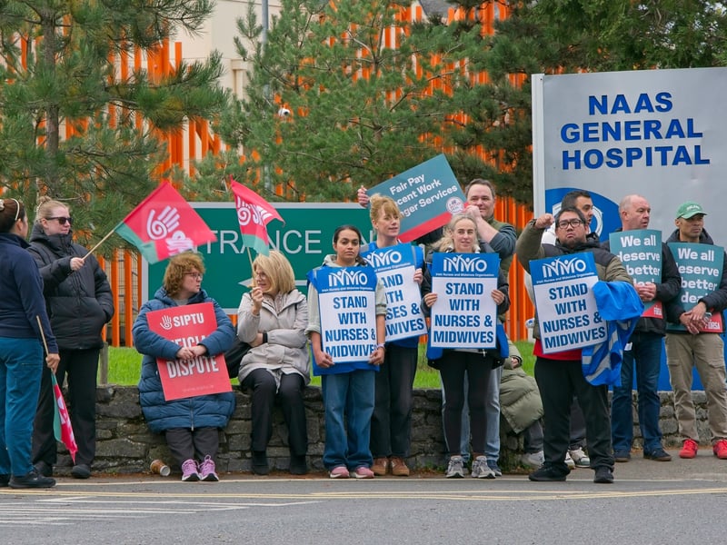 Public sector workers strike at Naas General Hospital on Wednesday, October 14