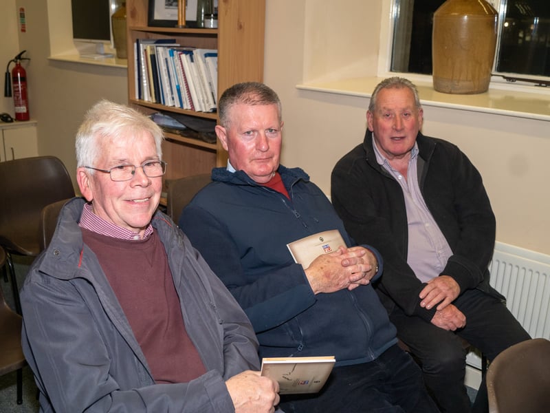 John McNally, Brendan O'Neill and Sean Devlin pictured at Donaghmore Historical Society's first night of the season.