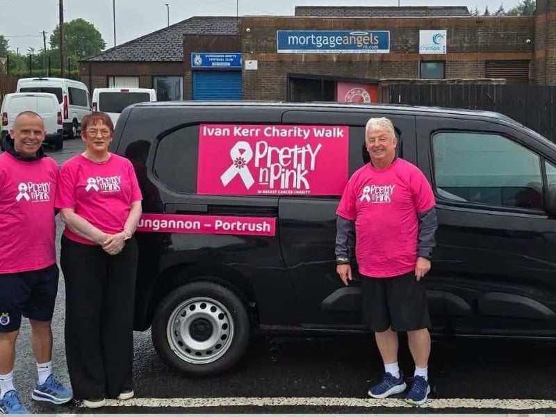 Ivan is pictured at the starting point for his charity walk.