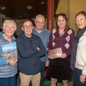 Patricia Bogue, Guest Speaker Feargal Mac Bhloscaidh, Donaghmore Historical Society Chairman Tony Davidson, Mary MacGinty and Maighréad Martin at the opening of the season.