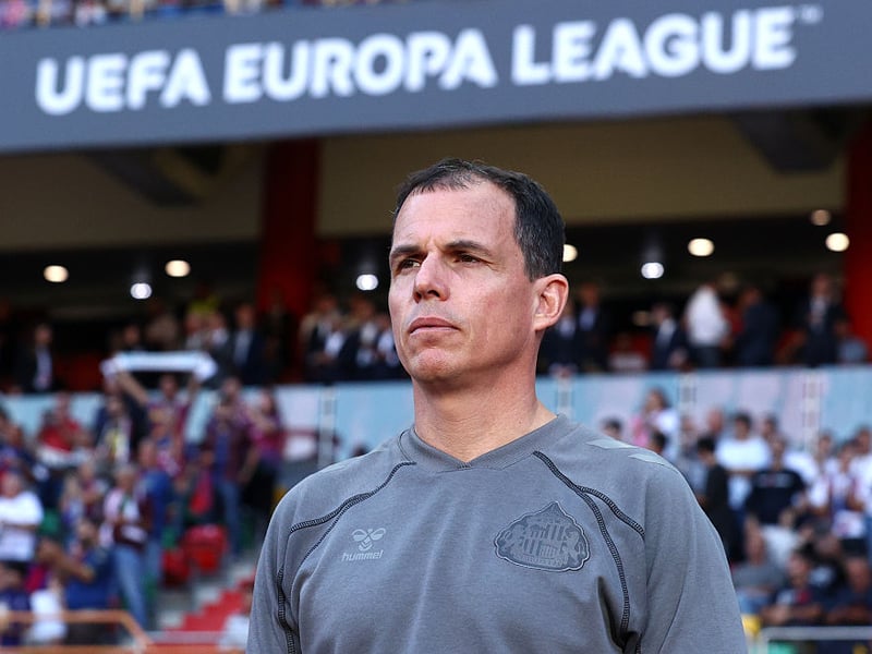 Regis Le Bris, head coach of Sunderland, looks on before the UEFA Europa League 2026/27 League Phase MD2 match between SCU Torreense and Sunderland AFC.