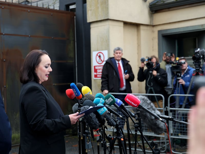 The head of the Public Prosecution Service (PPS) Serious Crime Unit, Catherine Kierans sppeaks to press outside Newry Court House on Thursday. NM264218