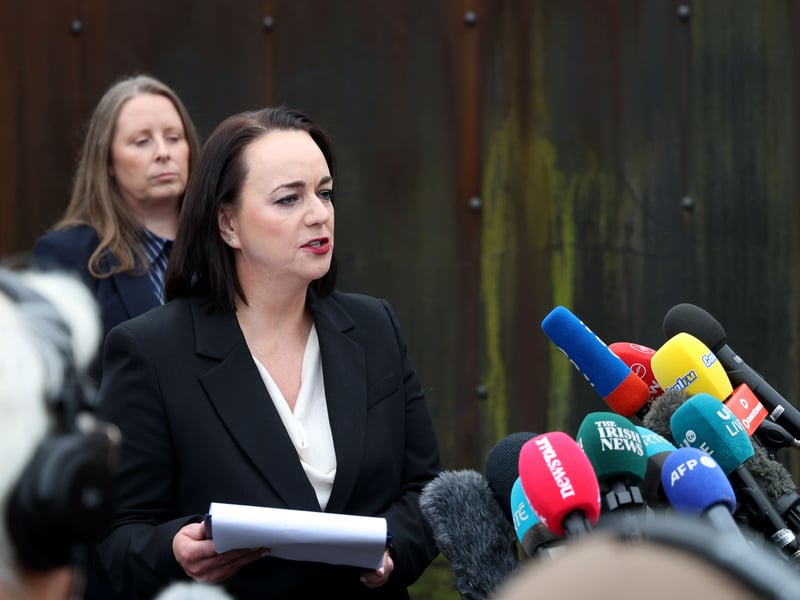 The head of the Public Prosecution Service (PPS) Serious Crime Unit, Catherine Kierans sppeaks to press outside Newry Court House on Thursday. NM264219