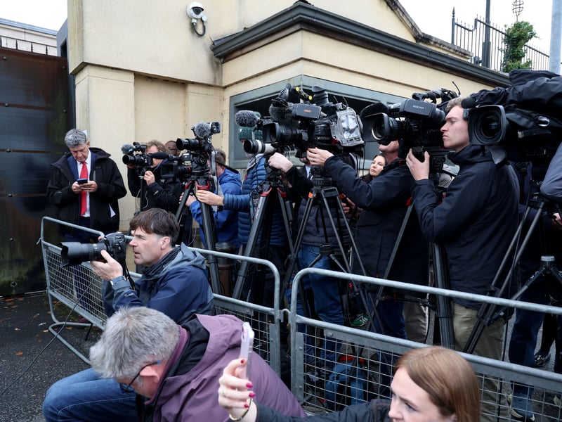 Press gather outside Newry Court House on Thursday for the Jeffrey Donaldosn Sentencing. NM264215