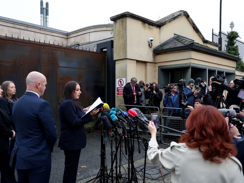 Det Ch Insp Leah Crothers speaks to the press outside Newry Court House. NM264216