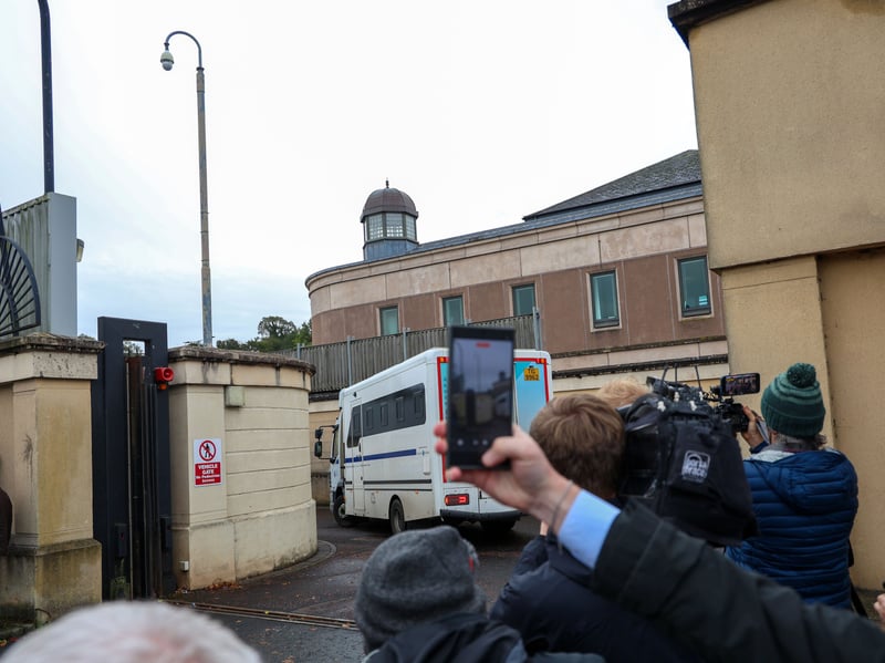 Jeffrey Donaldson arrives at Newry Court on Thursday for Sentencing.