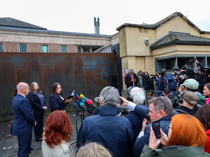 Det Ch Insp Leah Crothers speaks to the press outside Newry Court House. NM264217