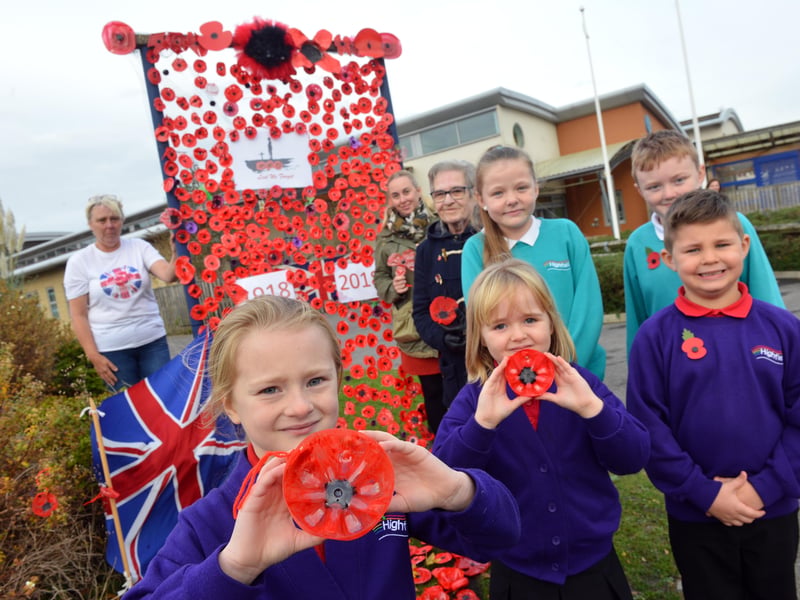 Highfield Academy parents group and pupils unveiled the poppy display at the school back in 2018.