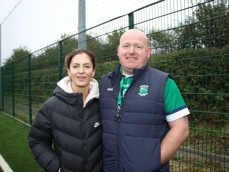 COUNCILLOR Aoife Finnegan with Shane O'Neill's coach Terry Smith. LB4074