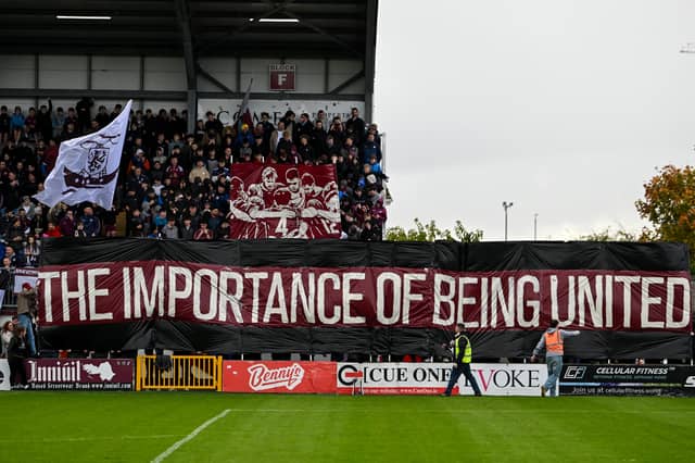Galway United supporters before the Club Orange Men's FAI Cup semi-final match against Derry City last weekend.