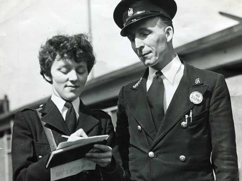Sheffield bus driver Harry Pears and his conductress wife Lorna, May 11, 1956