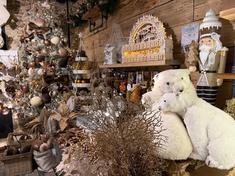 As well as small decorations, you can pick up larger items like polar bears, nutcrackers and big Santas.