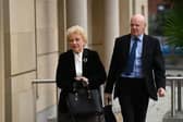 Baroness Nuala O’Loan arrives at Bradford Court, Belfast, to give evidence in the Omagh Bombing Inquiry. 