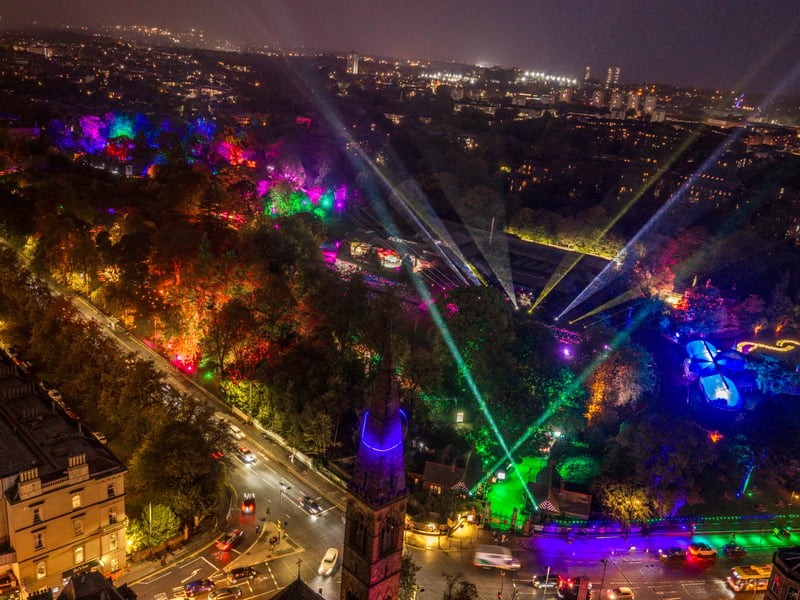 The outdoor experience combines immersive sound and light displays, installations, interactive moments, photo opportunities and a street food village. 