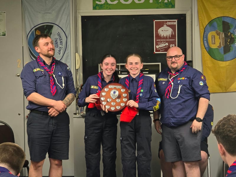Scouting Spirit was awarded to Mia Hickey and Ava Condon by Shane O’Loughlin and Chris Gregory