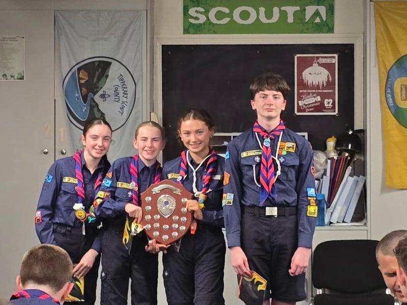 Patrol of the year was awarded to Wolf Patrol (L to R) Mia Hickey, Ava Condon, Maeve Slattery (PL), Alex O’Donnell(APL)
