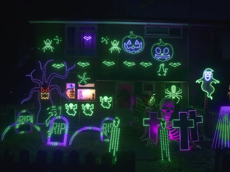 Liam McErlean from Ireland Way, Waterlooville, is putting on his second Halloween Light Show to raise money for Andy's Mans Club.

Picture: Sarah Standing (161026-157)