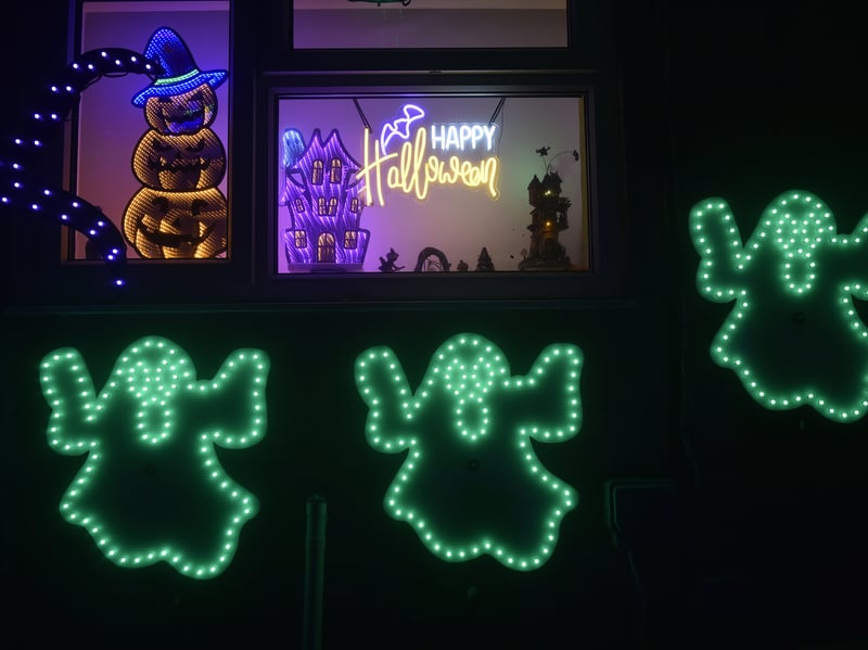 Liam McErlean from Ireland Way, Waterlooville, is putting on his second Halloween Light Show to raise money for Andy's Mans Club.

Picture: Sarah Standing (161026-157)
