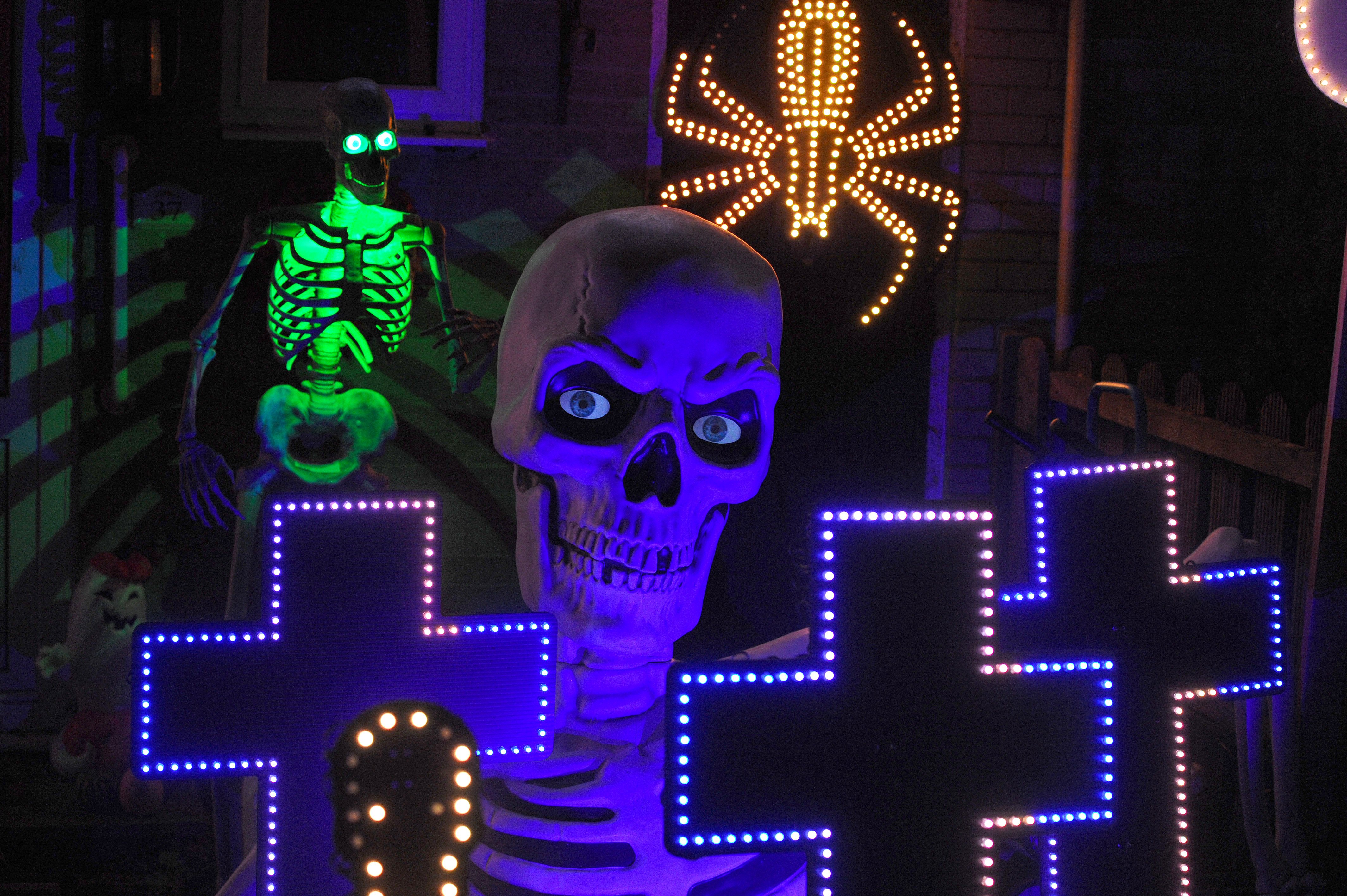 Liam McErlean (25) from Ireland Way, Waterlooville, is putting on his second Halloween Light Show from Saturday, October 17, 2026, raising money for Andys Mans Club.Picture: Sarah Standing (161026-4335)