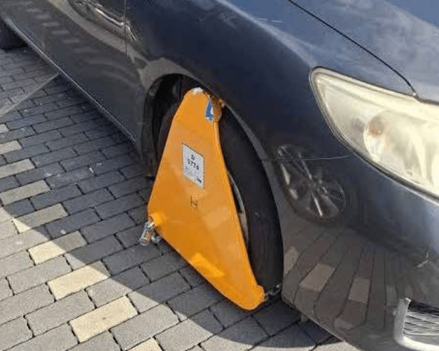 One of the clamped cars