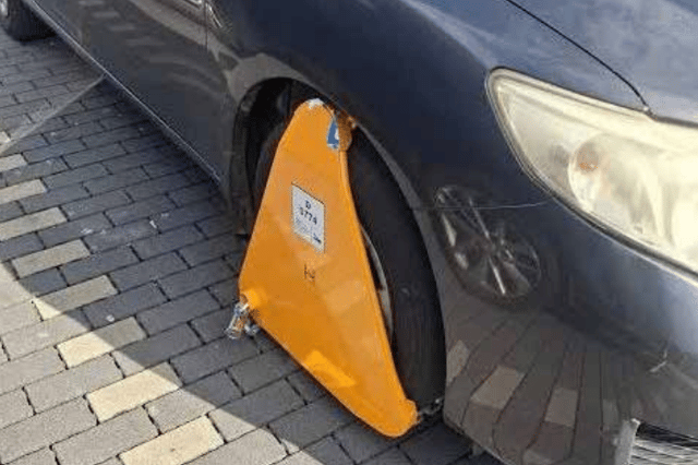 One of the clamped cars