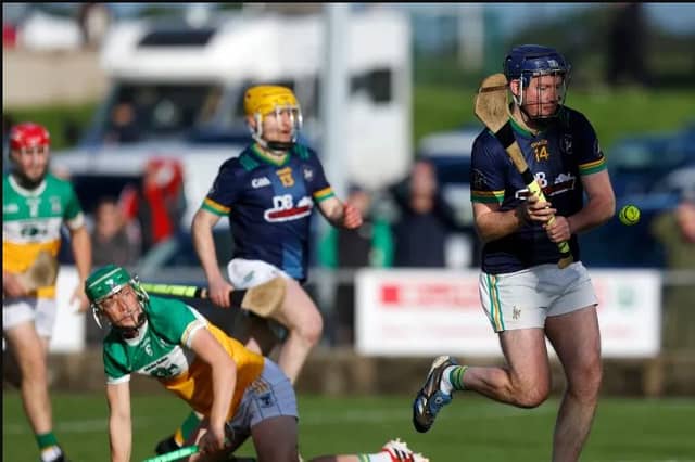 Dunloy's Keelan Molloy in action during the Antrim SHC defeat of Glenariffe.