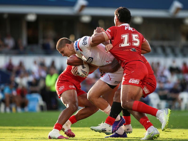 Sam Walters in action on his England debut against Tonga