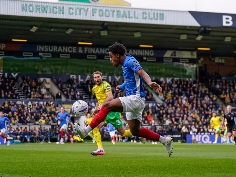 Ryan Kavumba-McQueen attacks Norwich down the left. Picture: Jason Brown