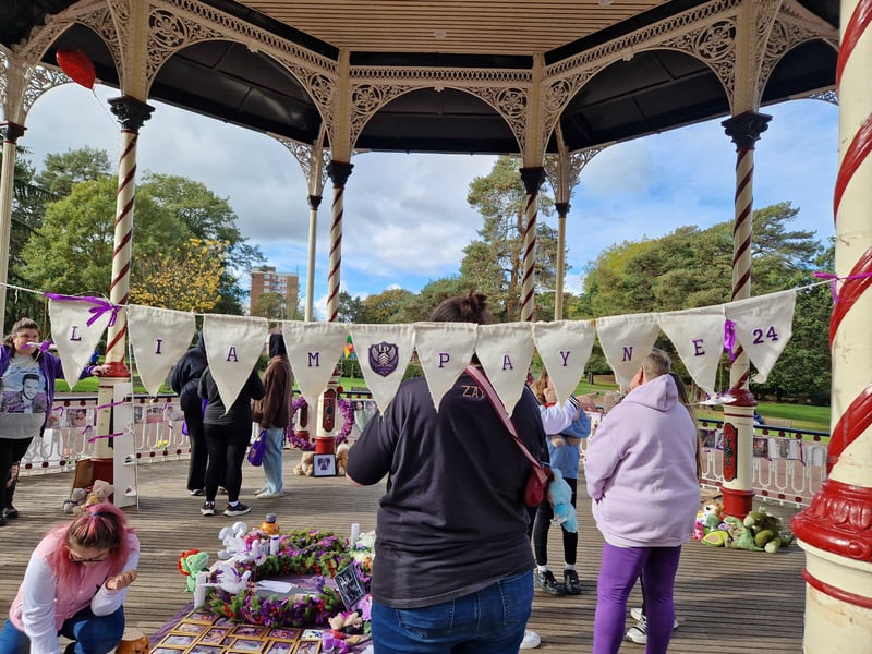 Tributes to Liam Payne at the bandstand in West Park, Wolverhampton