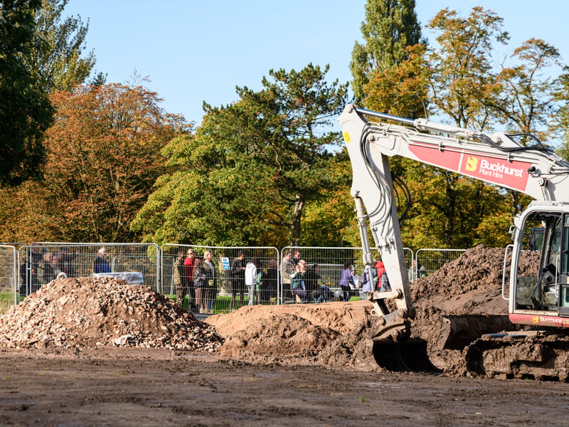 Serpentine Lake bridge is lowered into place by crane at Moor Park, Preston. Photo: Kelvin Lister-Stuttard