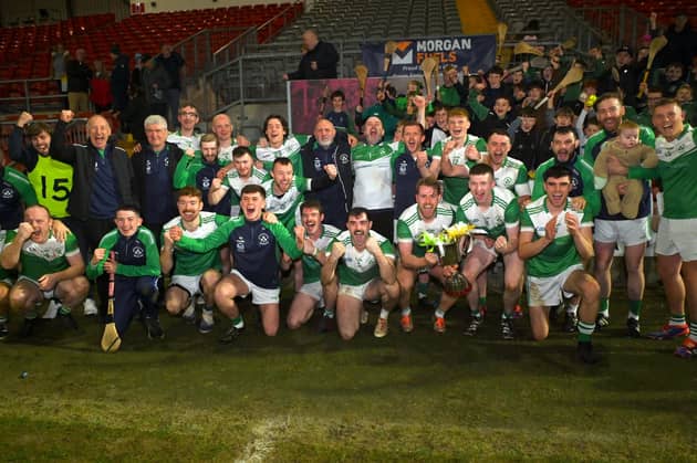 NEWRY Shamrocks celebrate winning the Down Intermediate Club Hurling Championship title.