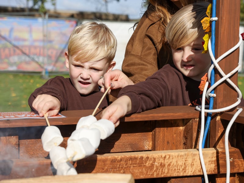 Kids enjoyed roasting marshmallows at Portsmouth Pumpkin Patch.
