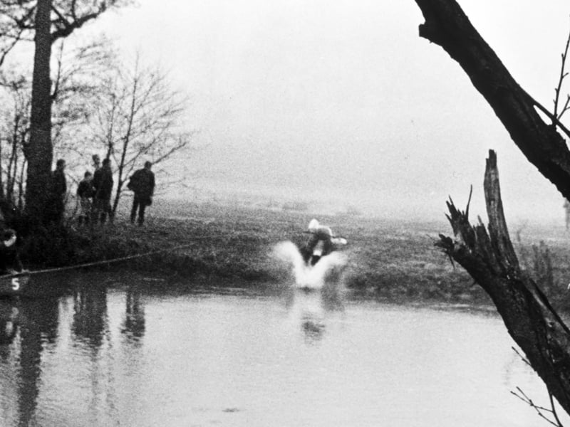 "I dived it in like a plane, the chances being that the momentum would throw me forward. Then darkness." The impact was taken on his pelvis and chest. The chest guard saved his life. Without it he would have been impaled on the fork ends. Kirk had hit a rock on the bank. He would return to the spot afterwards and find it still there, with the indent of the bike in it.