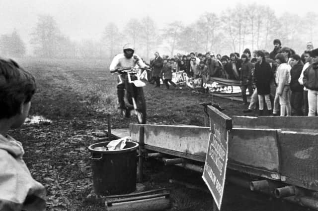"The jump was at 3pm and it was £1 to get in. I should have charged more! People started arriving at half ten in the morning. We should have cancelled it. It was a really dark, dank day. I remember seeing all the people lined up on the run-up to the ramp - this gives me goose pimples every time. I went up the ramp and looked at the jump and where I was supposed to land, and I knew then that I was not going to make it."
In third gear, and heading towards the ramp, Kirk thought: "Wind it right open and hope you make it."