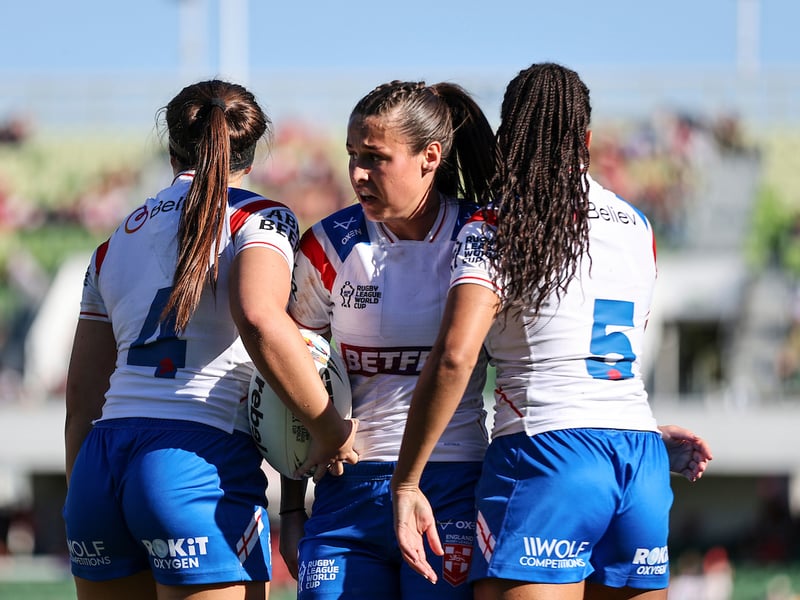 Woman of Steel Jenna Foubister (centre) is playing in her first Rugby League World Cup