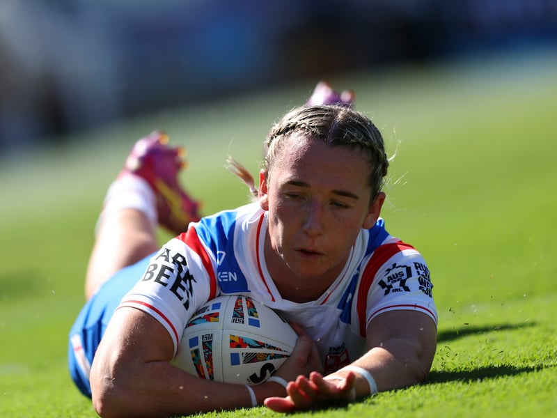 Wigan captain Georgia Wilson goes over for a try in England's win over Wales