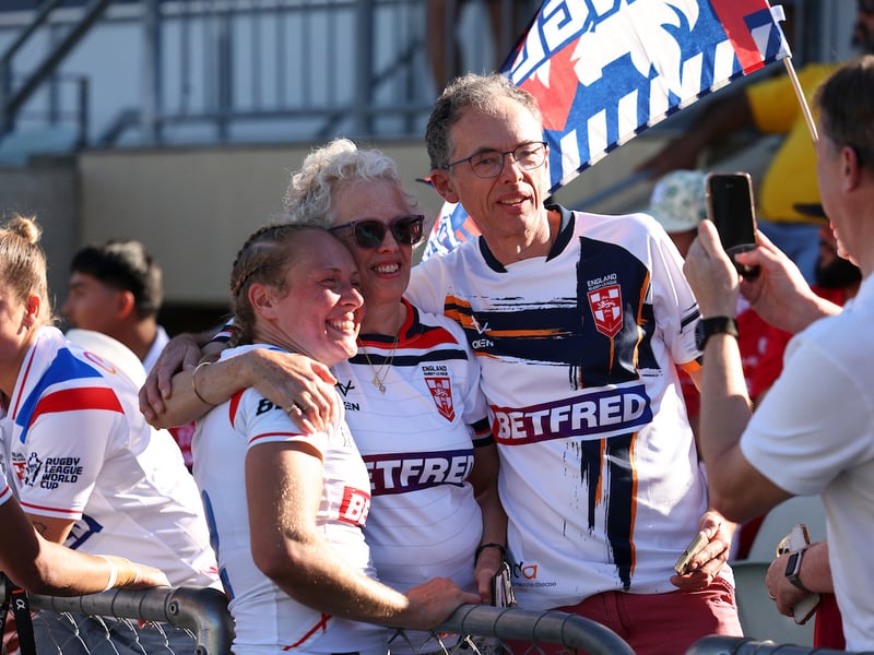England and Wigan star Anna Davies was all smiles after the full-time hooter