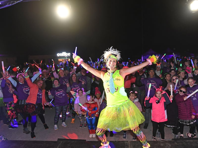 Gilly McBride gets walkers moving with an energetic warm-up ahead of the much-anticipated event