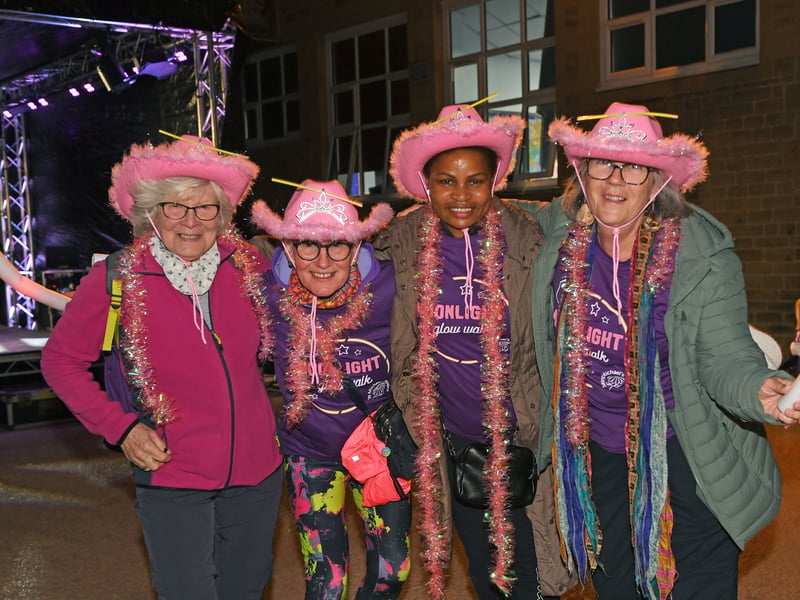 Judith Stevens, Christine Johnson, Marie Rosa and Mandt Redmond getting their glow on to support Saint Michael’s Hospice