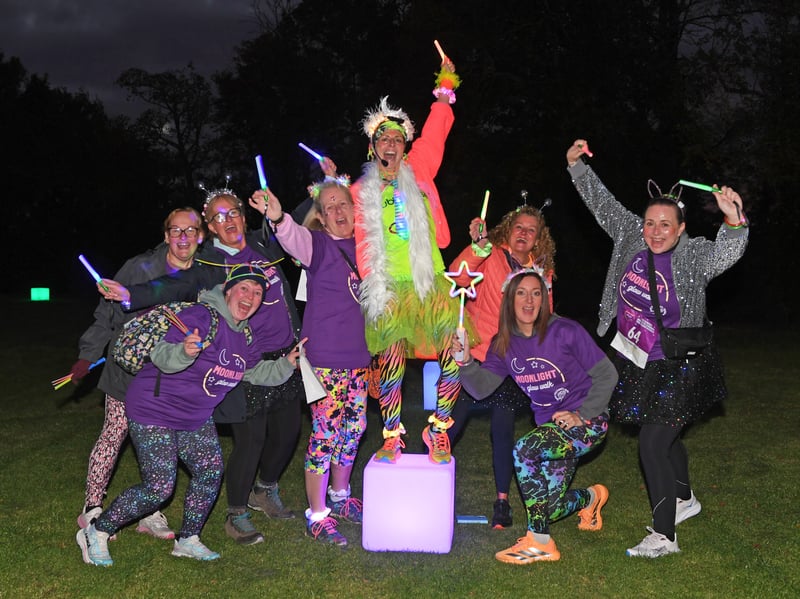 Fundraisers taking part in the walk bring colour and sparkle to the evening, glowing in the dark as they support Saint Michael’s Hospice
