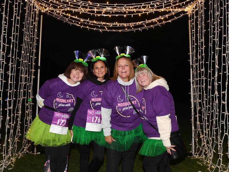Deb Hardcastle, Naomi Bahado, Sarah Lindsay and Ann Bahado getting their glow on to support Saint Michael’s Hospice