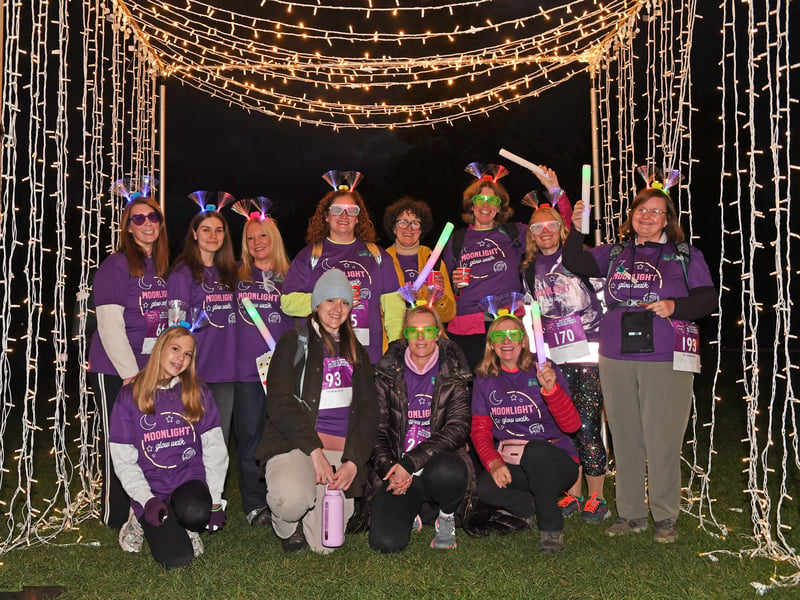 Fundraisers taking part in the walk bring colour and sparkle to the evening, glowing in the dark as they support Saint Michael’s Hospice