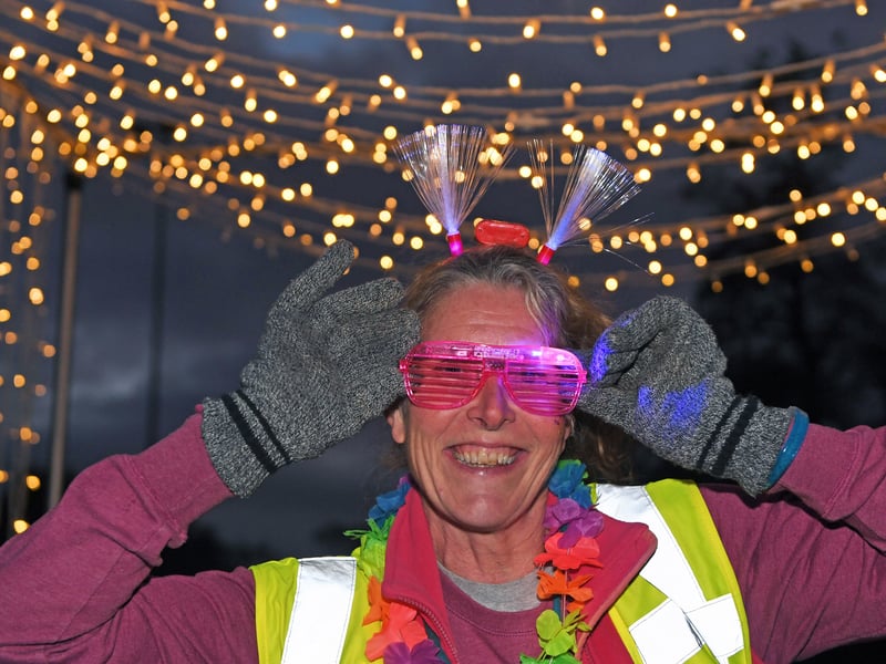 Harrogate Mayor Viv Poskitt gets her glow on with colourful accessories to support Saint Michael’s Hospice