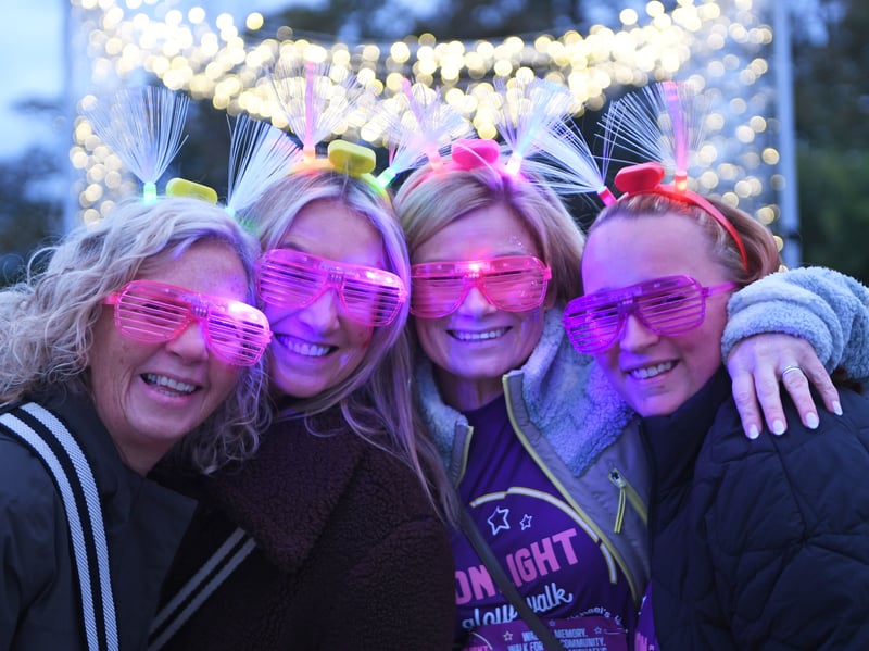 Toni Cooper, Gemma Armstrong, Jackie Cooper and Janette Hall getting their glow on to support Saint Michael’s Hospice