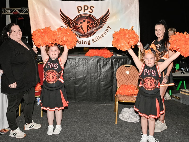 Emma Hallissey-Wallace and Claire Fisher, PPS Cheerleading Kilkenny, with Belle-Ameria and Alannah Rose